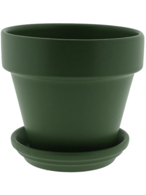 Pot & Saucer Matt Olive