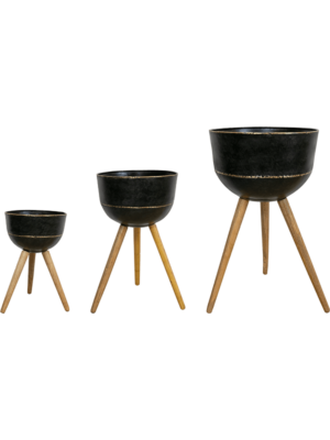Pot On Feet Vintage Black (set of 3)
