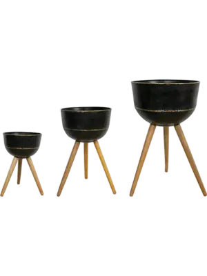 Pot On Feet Vintage Black (set of 3)
