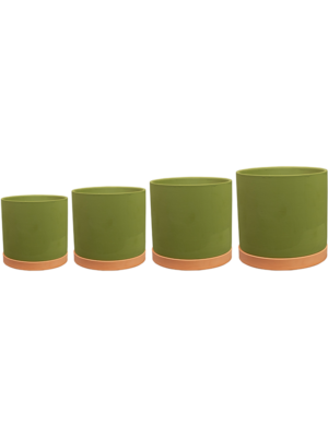 Pot With Saucer Green (set of 4)