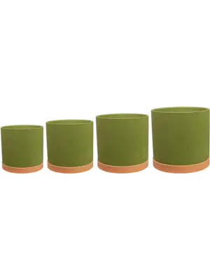 Pot With Saucer Green (set of 4)