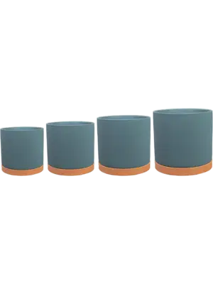 Pot With Saucer Blue (set of 4)