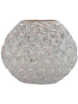 Oval Vase Grey Active Glaze Structure