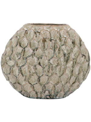 Oval Vase Green Active Glaze Structure