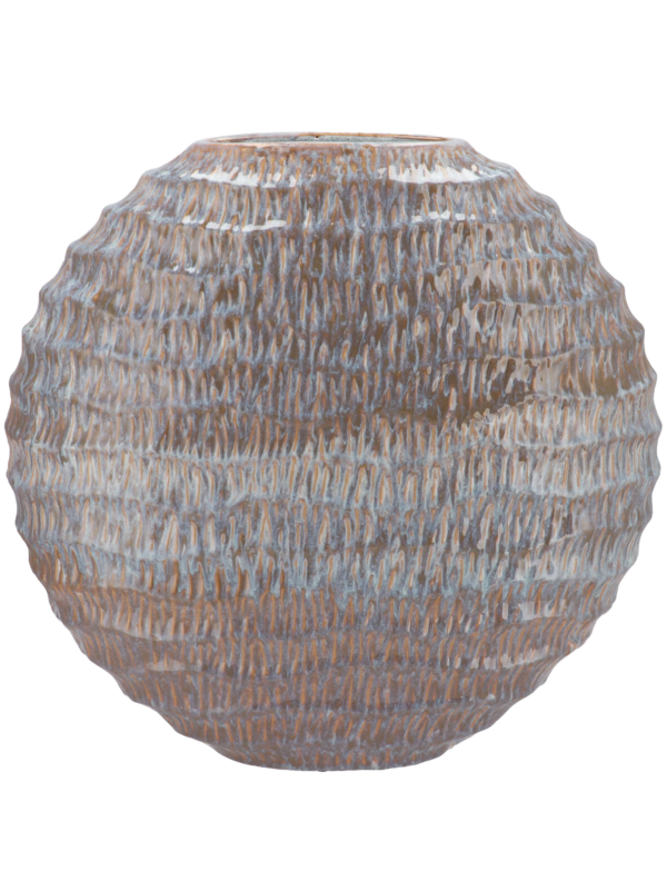 Oval Vase Grey Active Glaze Wave